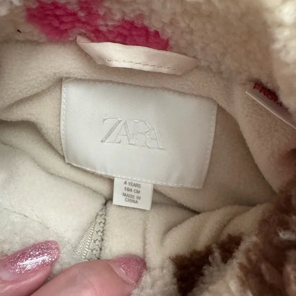 Zara Teddy Jacket for Girls Size 4 y.o - Picture 3 of 3